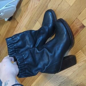 Black leather boots